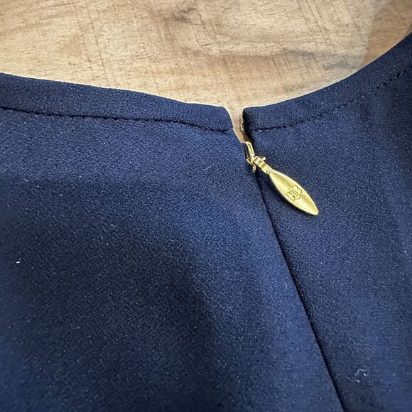 Draper James NEW‎ Women's Solid Keyhole Dress Size 10 Navy Blue Bell Sleeve - Picture 10 of 10